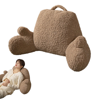 Fluffy Backrest Reading Pillow Lumbar Support Chair Cushion with Arms Coffee
