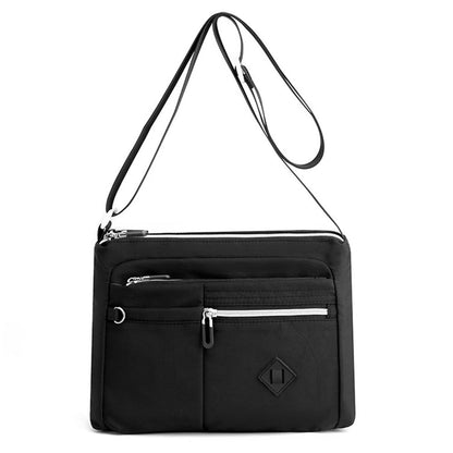Multi-Pocket Crossbody Bag for Women Water Resisant Shoulder Bag Messenger Bag Casual Nylon Purse Handbag Black