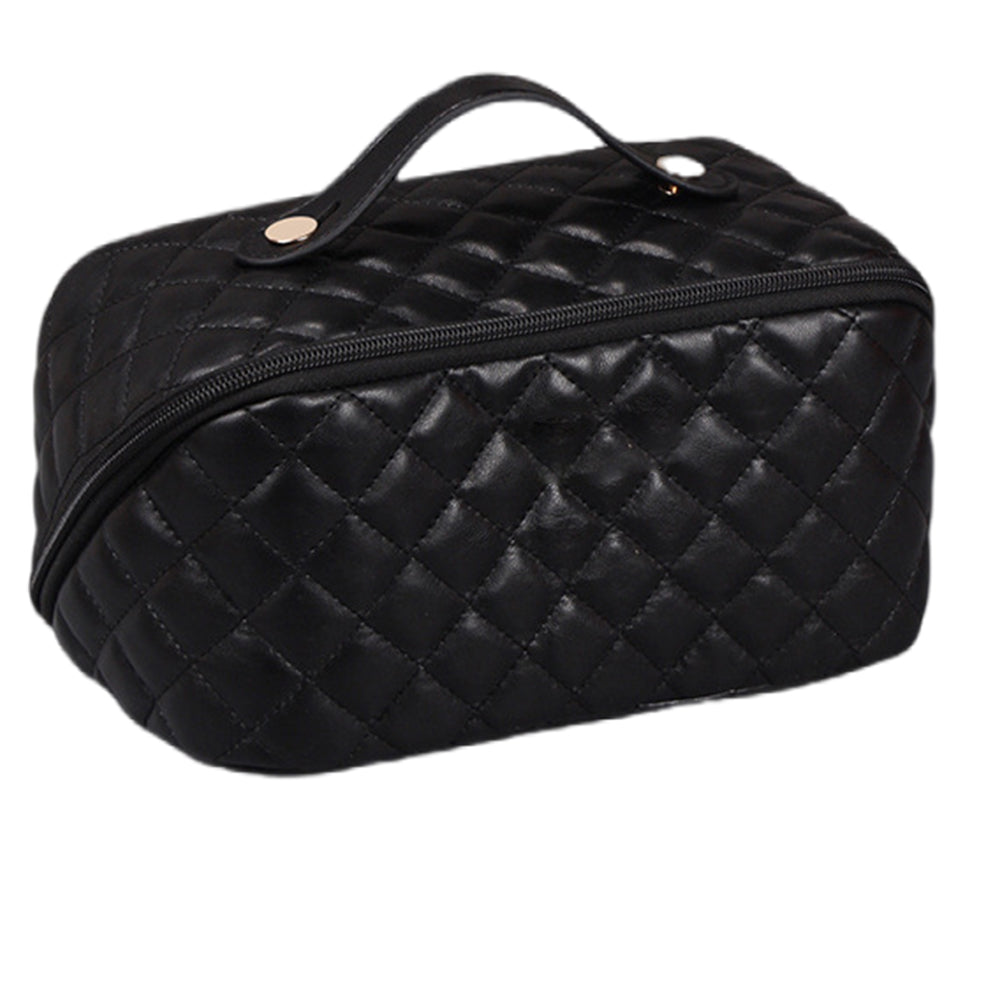Women Cosmetic Bags Travel Cosmetic Bag For Women PU Leather Skincare Bags Toiletry Bag -Black