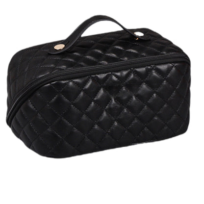 Women Cosmetic Bags Travel Cosmetic Bag For Women PU Leather Skincare Bags Toiletry Bag -Black