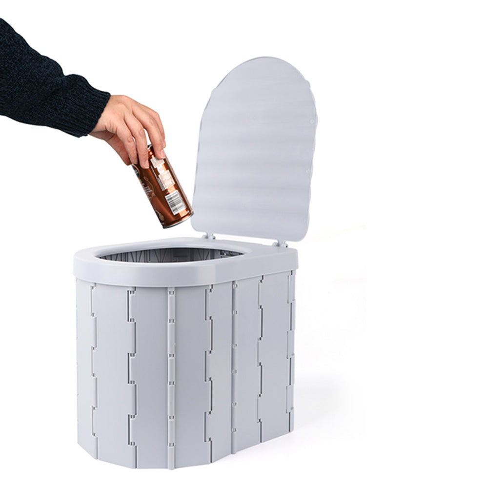Portable Travel Camping Toilet Folding Toilet with Lid Car Potty Gray