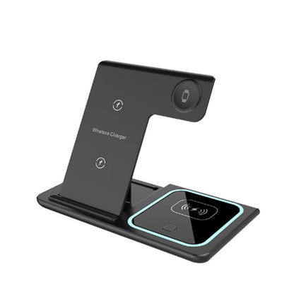 3-in-1 Wireless Charging Station 15W Fast Charger Stand Charging Dock for Wireless Charging Phone Watch AirPods Black