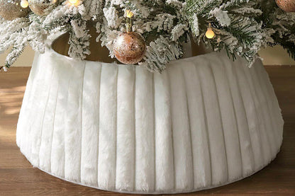 Christmas Tree Collar With Stripe Textured Pattern Christmas Tree Skirt Base