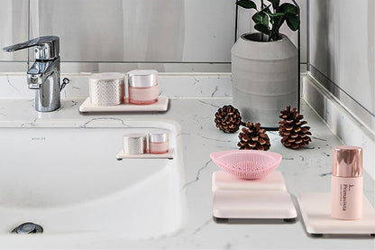 4Pcs Water Absorbent Diatomite Trays Non-Slip Fast-Drying Sink Diatomite Coasters-White