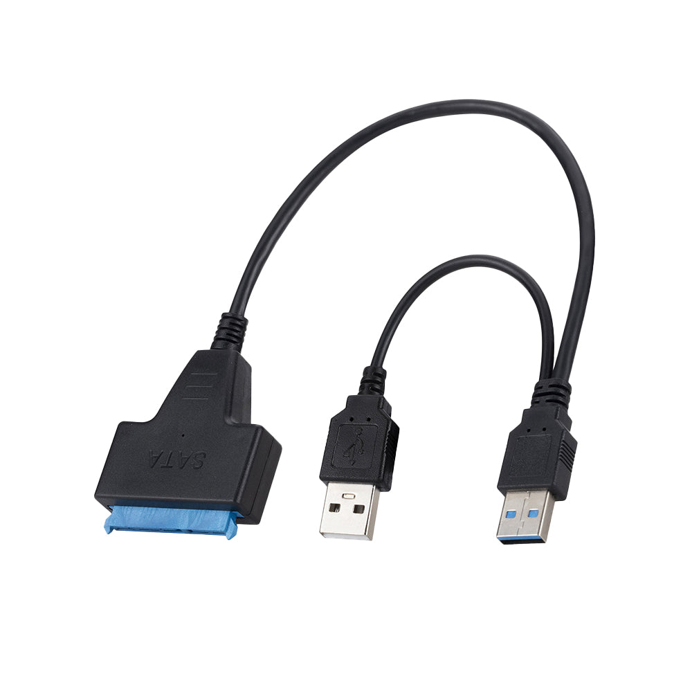 USB 3.0 to SATA  Hard Drive Adapter Cable for 2.5/3.5 inch SSD and HDD Dual USB with 12V DC Port