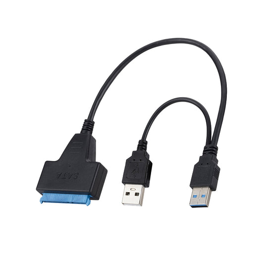 USB 3.0 to SATA  Hard Drive Adapter Cable for 2.5/3.5 inch SSD and HDD Dual USB with 12V DC Port