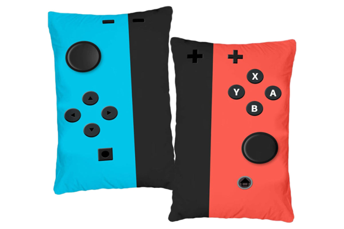 2Pcs Soft Gaming Throw Pillow Case Cushion Cover Polyester Gaming Decorative Pillowcase-Blue And Red