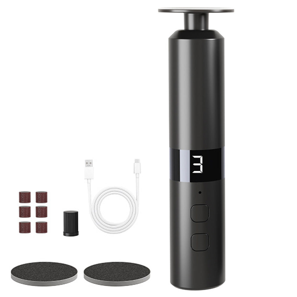 2in1 Electric Foot Callus Remover Foot File Nail Grinder Rechargeable Foot Sander Pedicure Tool for Feet Dry Dead Skin-Black
