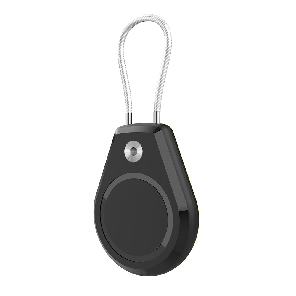 Lock Tracker Case with Steel Cable Hard Shell Protector for AirTag Keychain Luggage-Black