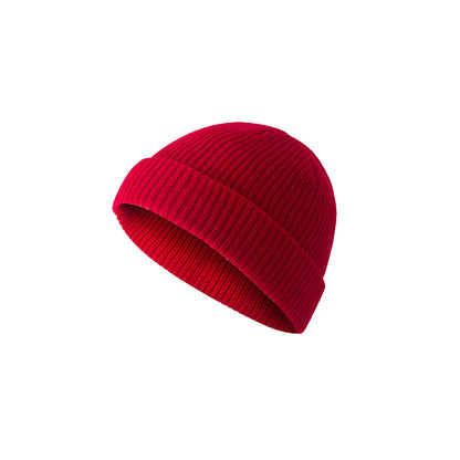 Unisex Mini Fisherman Beanie Winter Spring Hat Knitted Cap Red