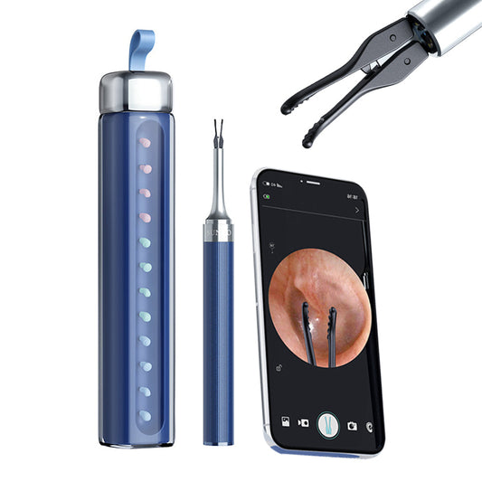 2-in-1 Visual Ear Wax Removal Tool with Ear Scoop Ear Tweezers Ear Cleaning Tool Blue