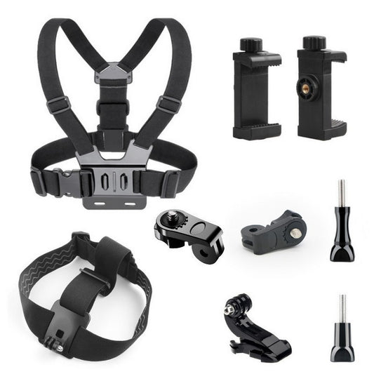 9Pcs Mobile Phone Chest Strap Harness Mount Head Strap Holder Kit for POV DJI