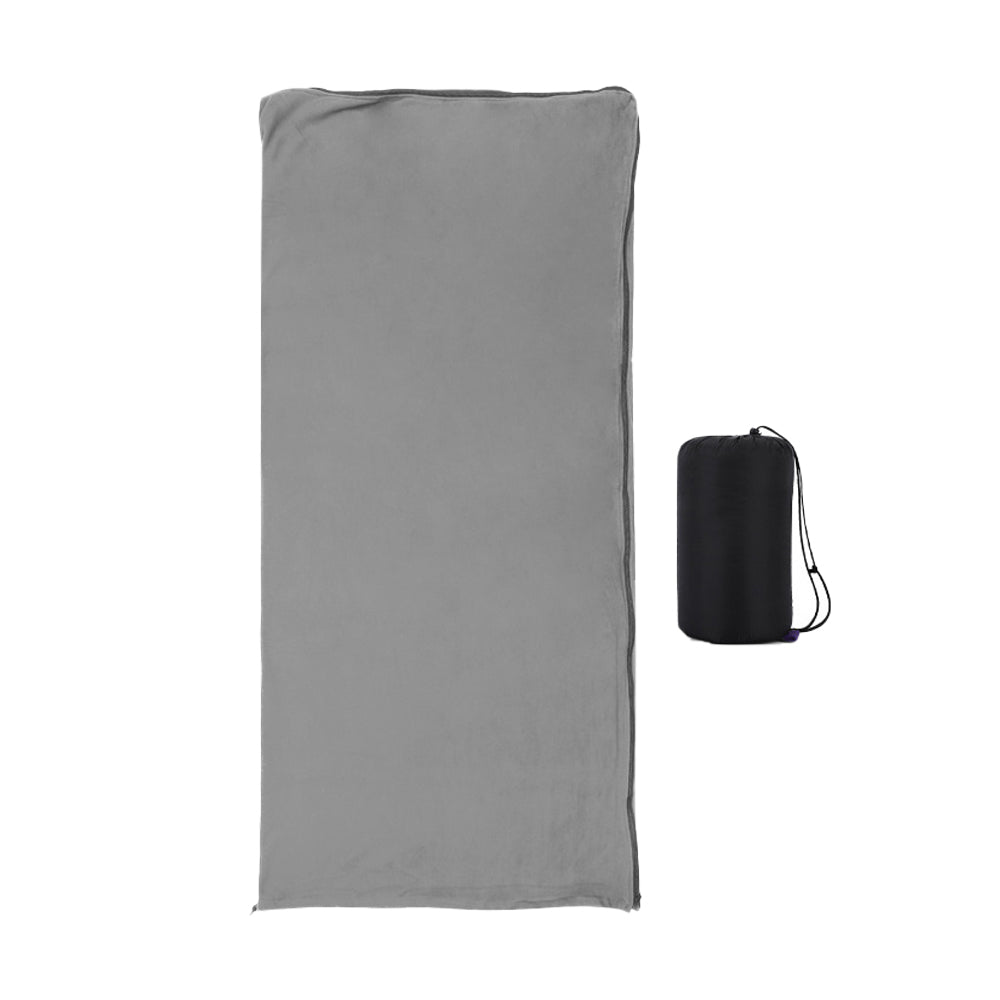 Fleece Single Sleeping Bag Liner Camping Blanket Travel Sheets for Hotel Camping Gray