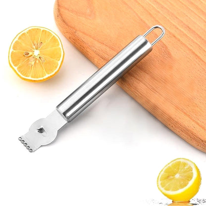 Stainless Steel Citrus Zester Grater Peeler with Channel Knife for Kitchen Silver