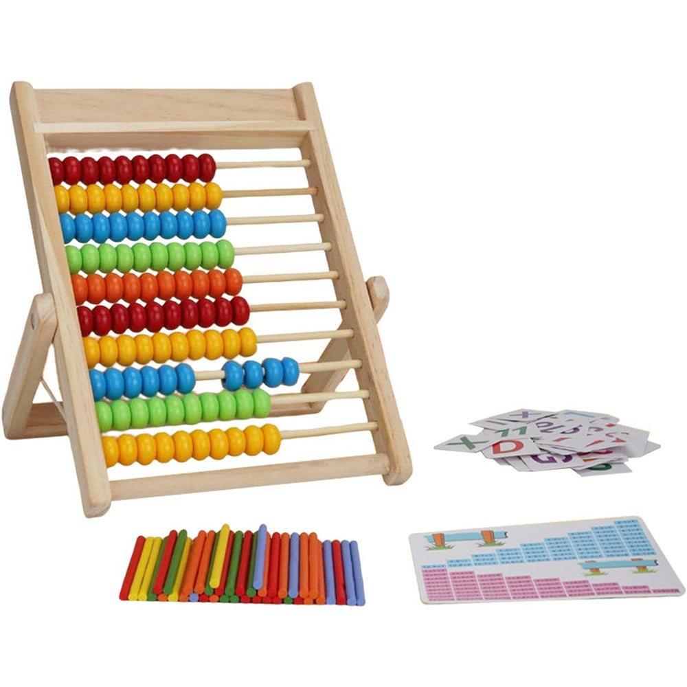 Wooden Abacus for Kids ¨C Math Counting Sticks Number and Alphabet Cards Educational Toy