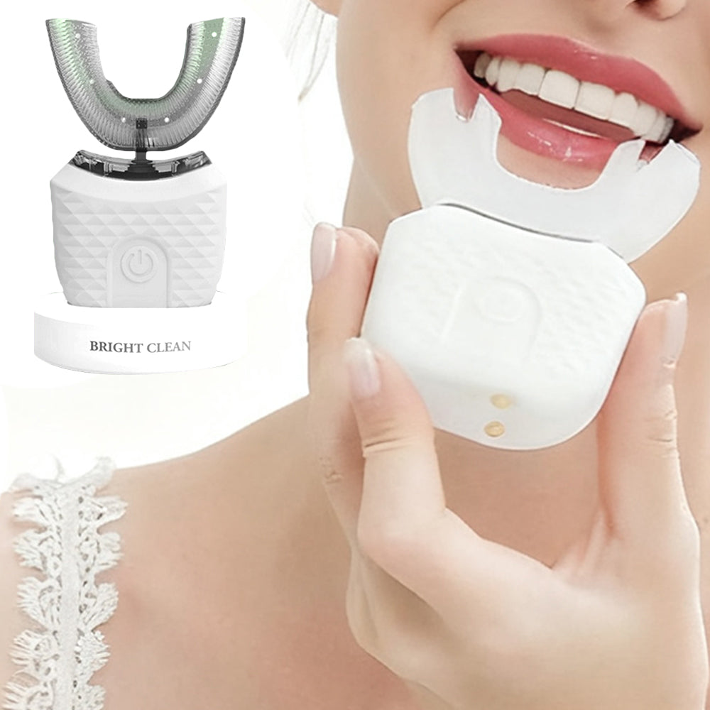 U-Shaped Electric Toothbrush Hands-Free Automatic Toothbrush with Charging Base-White