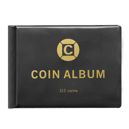 312 Slots Black Coin Album Storage Book for Collectors Coins Stamps Badges Cards