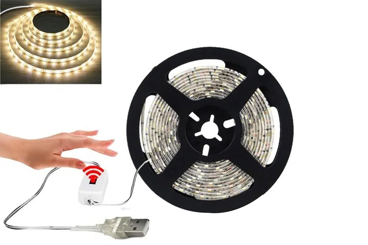 USB LED Strip Light Touch Switch Hand Sweep Cabinet Kitchen Lights Fairy Light-Warm White