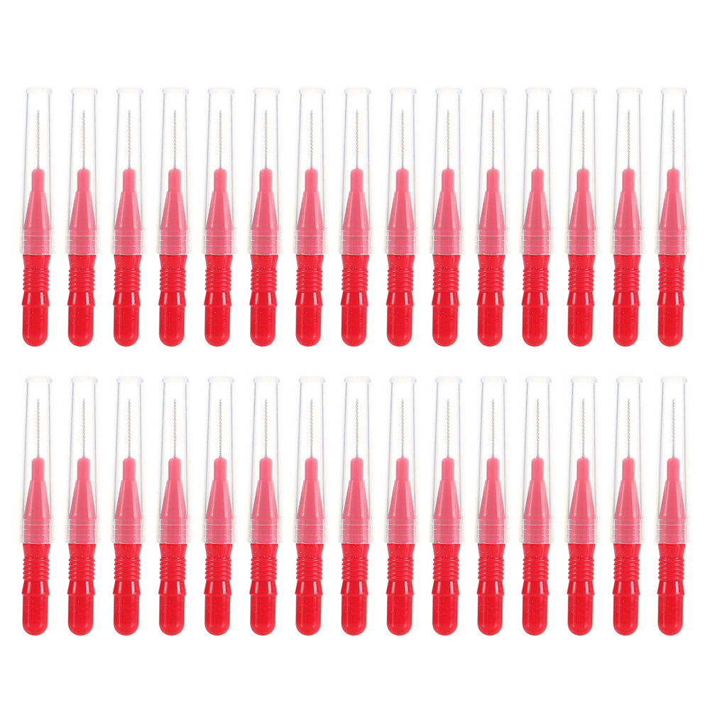 30 Piece Mini Cleaning Brushes for Braces Teeth Brows - Red