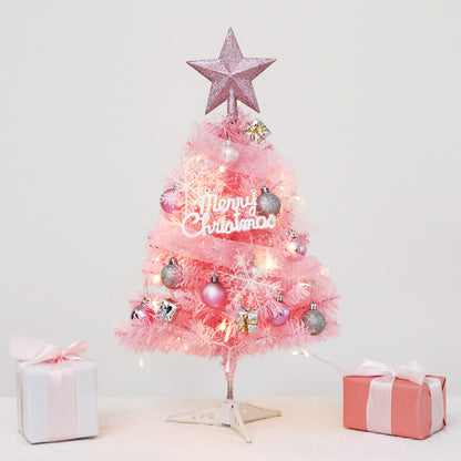 45/60CM Mini Christmas Tree With Led String Light Pink Artificial Xmas Tree
