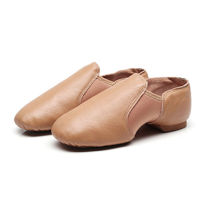 Leather Dance Shoes with Slip Resistant Sole - Brown