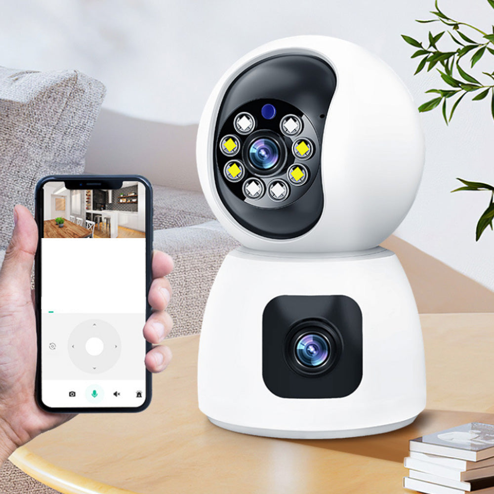 2.4GHz WiFi Security Camera Dual Lens HD Monitoring Camera with Color Night Vision