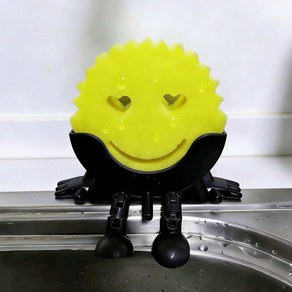 Smiley Face Sponge Holder Sink Drain Rack for Sink Edge-black