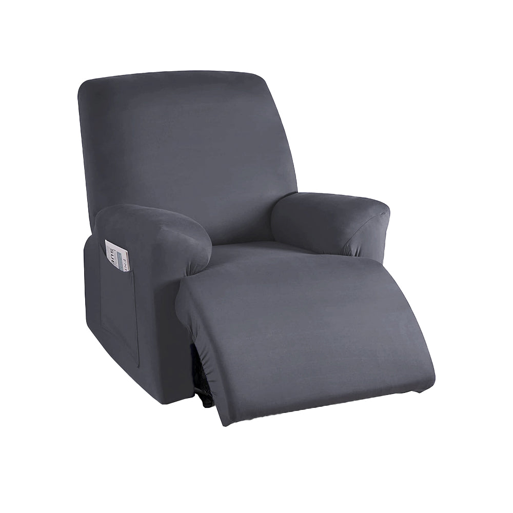 Full Wrapped Stretch Recliner Chair Cover Elastic Recliner Sofa Slipcover Dark Gray