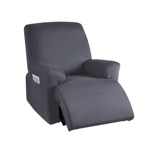Full Wrapped Stretch Recliner Chair Cover Elastic Recliner Sofa Slipcover Dark Gray