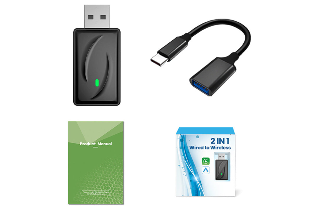 2 in 1 Carplay Android Auto Wireless Adapter Auto Connect USB Dongle For Wired Carplay Android