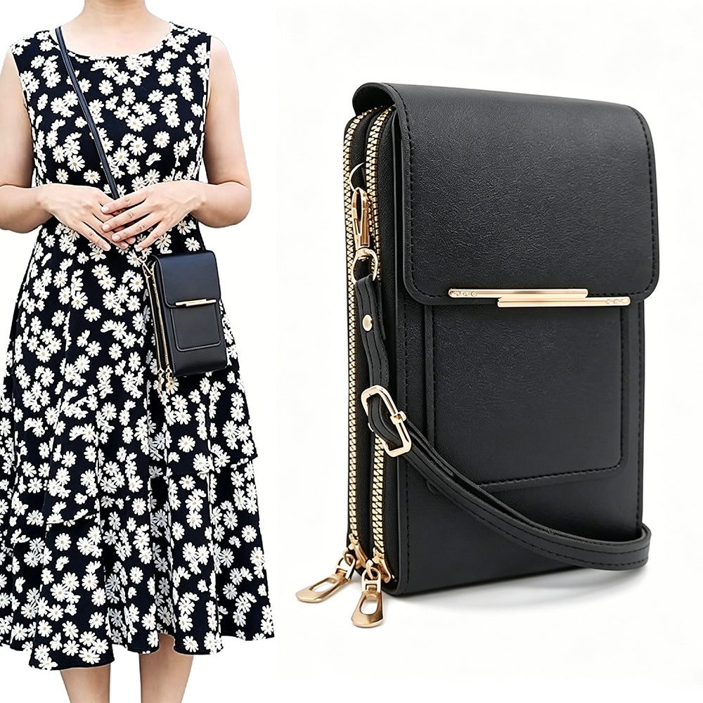 Touchscreen Crossbody Phone Bag Small Purse with Card Slots for Travel-Black