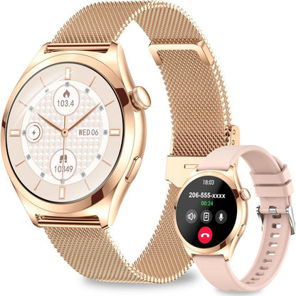 Smart Watch for Women Waterproof Smartwatch 100+ Sports Fitness Tracker Watch-Gold