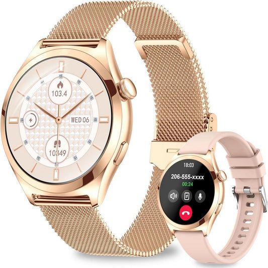 Smart Watch for Women Waterproof Smartwatch 100+ Sports Fitness Tracker Watch-Gold
