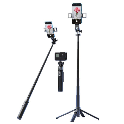 Bluetooth Selfie Stick Tripod 4 Leg Floor Stand with Dual Fill Light-Black
