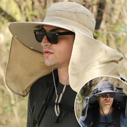 Outdoor Wide Brim Sun Hat with 2 Solar Fan Sun Bucket Hat for Fishing Camping Hiking Khaki