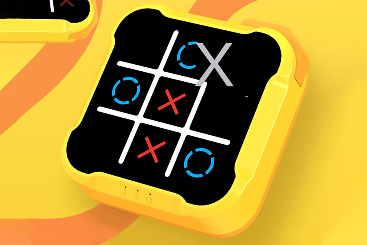 Electronic Tic-Tac Toe Game Handheld Puzzle Game Console for Kids-Yellow