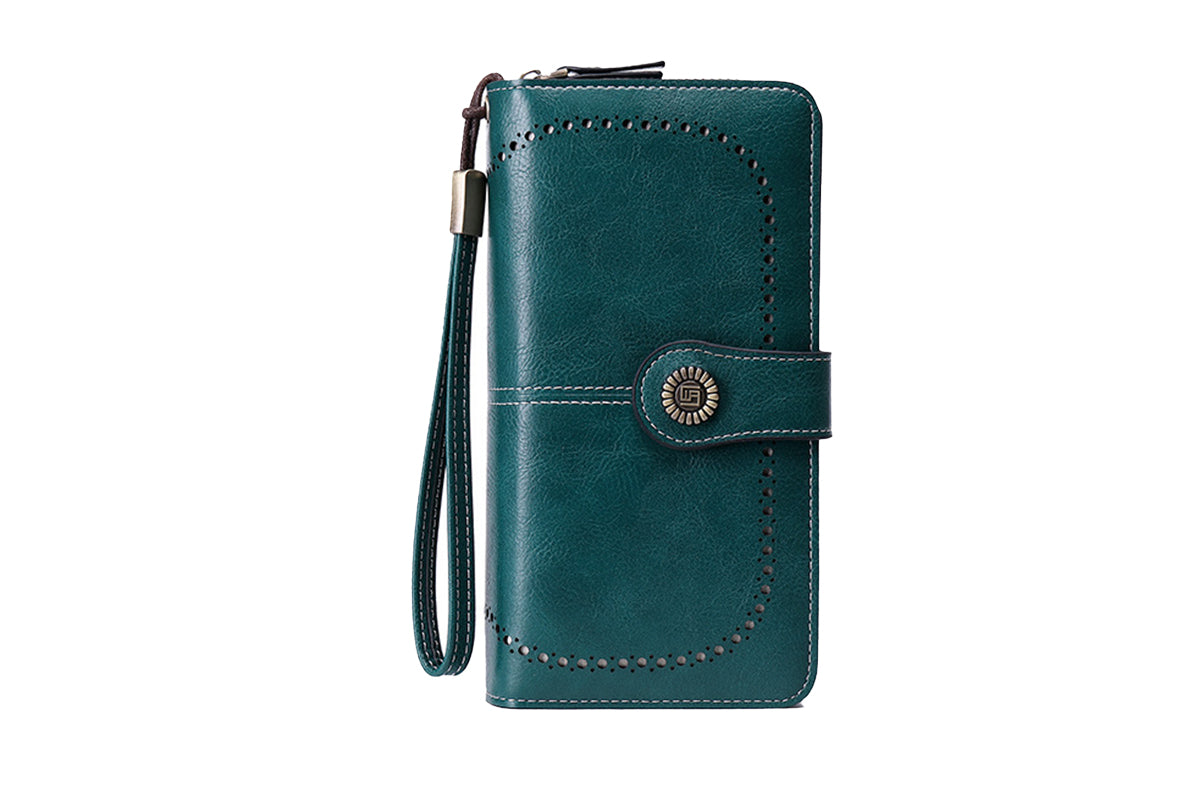 Wallet with Money Clip RFID Blocking Minimalist PU Leather for men women-peacock blue