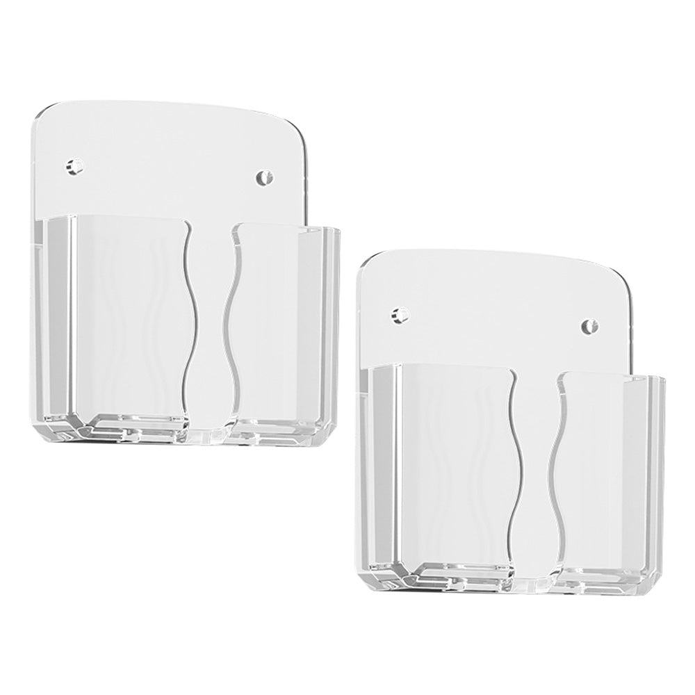 2 Piece No Drill Adhesive Remote Control Organizer-Clear