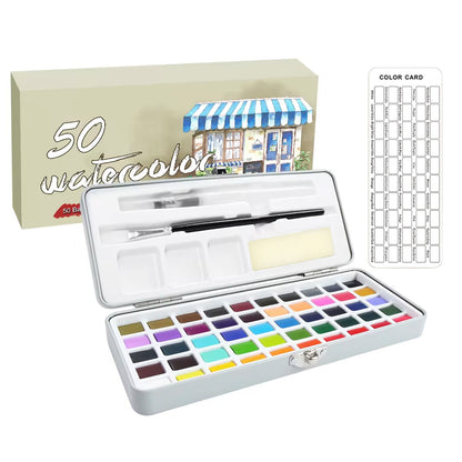 50 Colors Watercolour Paint Set with Brushes for Artists and Hobbyists