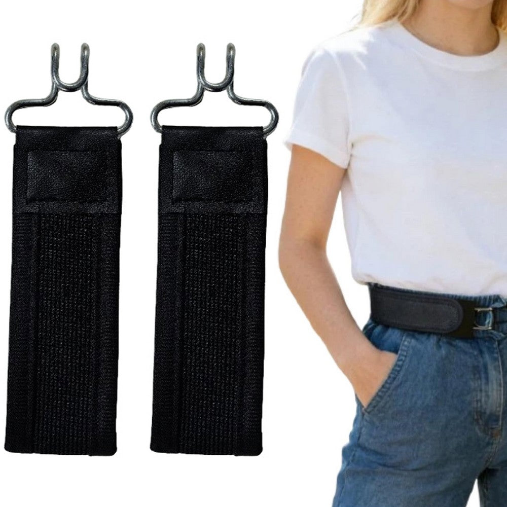 2Pcs Elastic Belt Adjustable No Buckle Belt for Daily Use-Black