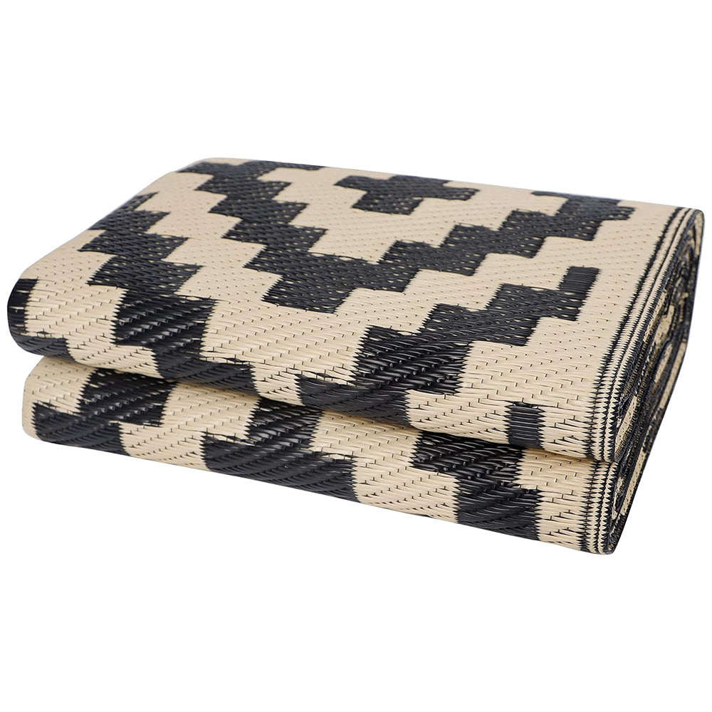 Camping Mat Outdoor Woven Mat Waterproof Reversible Picnic Rug for Beach Tent-Beige