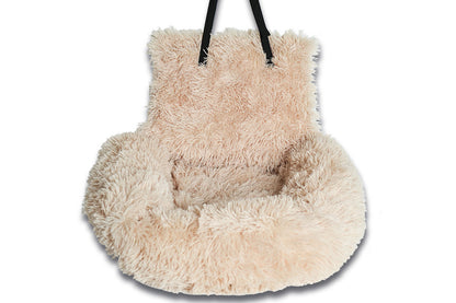 Dog Auto Seat Calming Pet Car Bed Pet Auto Seat Travel Bed Dog Booster Seat-Beige