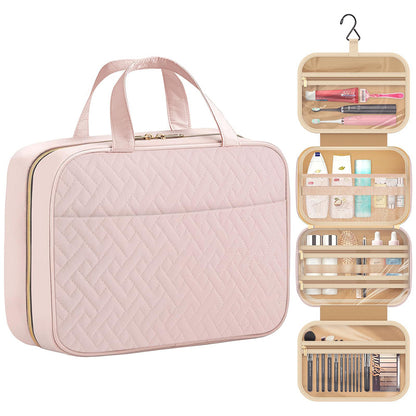 Travel Toiletry Bag with Wet Dry Separation Pocket Multi-Compartment Hanging Makeup Organizer Pink