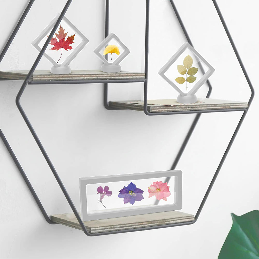 4Pcs Set 3D Floating Frame Display Holder Stands Clear Jewelry Storage Box