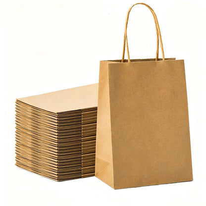 100 Pack Brown Kraft Paper Gift Shopping Bags with Handles