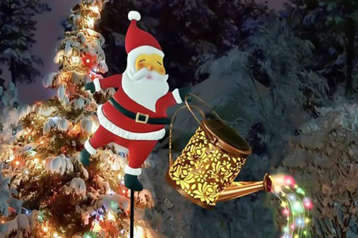 2Pcs Solar Santa Claus Garden Stake Light Outdoor Christmas Yard Decoration