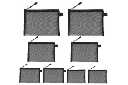 8 Piece Black Mesh Travel Organizer Bag Set in 4 Sizes