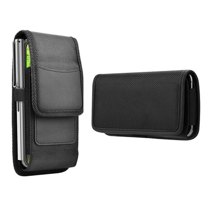 Universal Black Oxford Phone Waist Pouch with Belt Clip & Card Slot XL