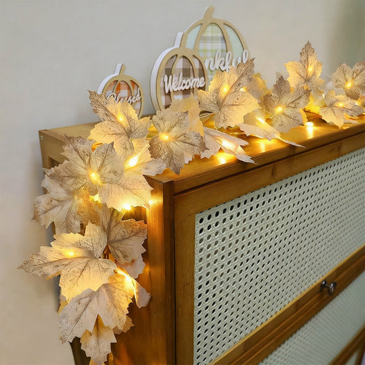 LED Maple Leaves Garland with Lights ¨C Fall Decorations for Home and Christmas