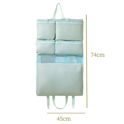 Multi-Compartments Hanging Storage Organizer Foldable Packing Cubes with Handle for Travel Blue